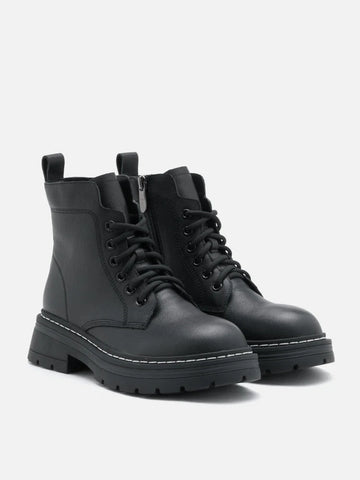 PAZZION, Zuri Leather Ankle Boots, Black